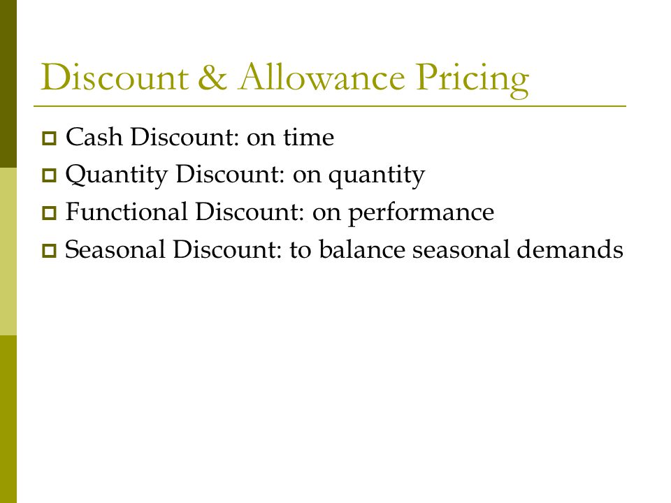 Discount & Allowance Pricing