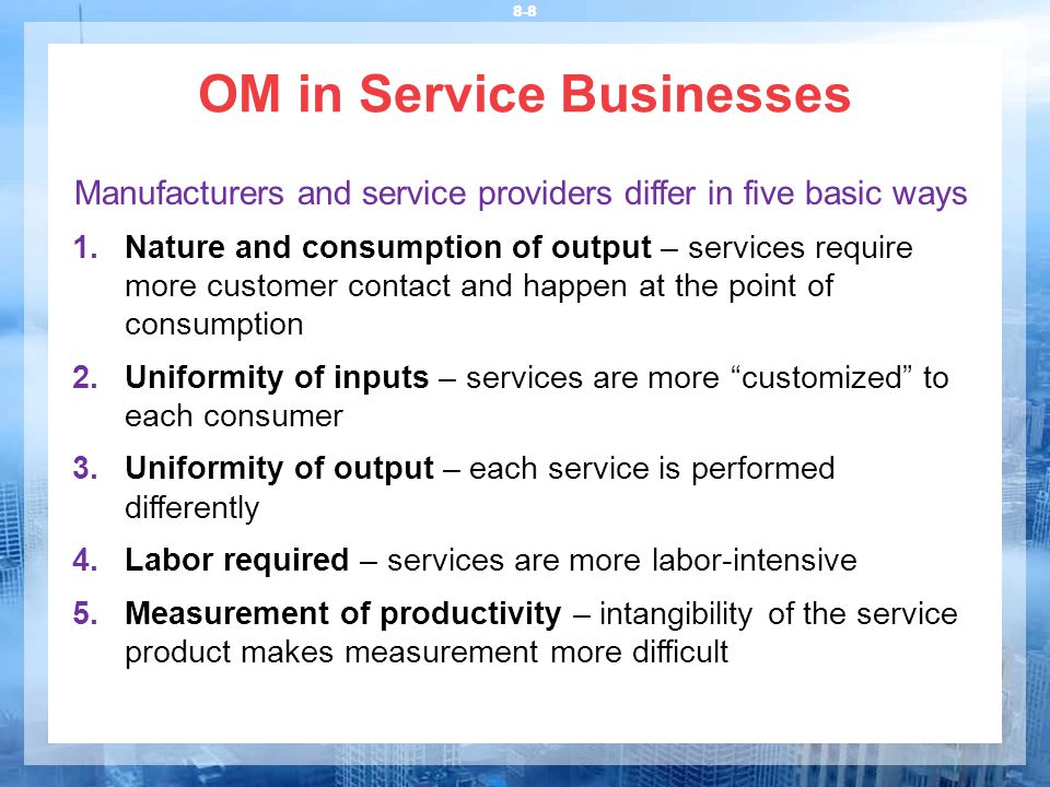 OM in Service Businesses