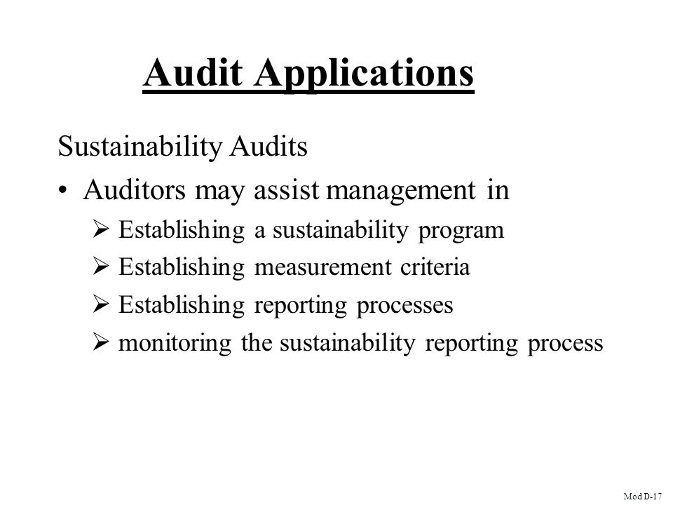 Audit Applications Sustainability Audits