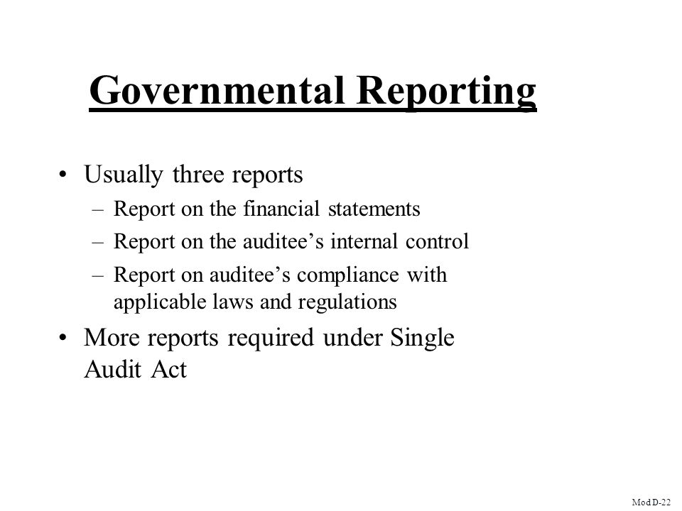 Governmental Reporting