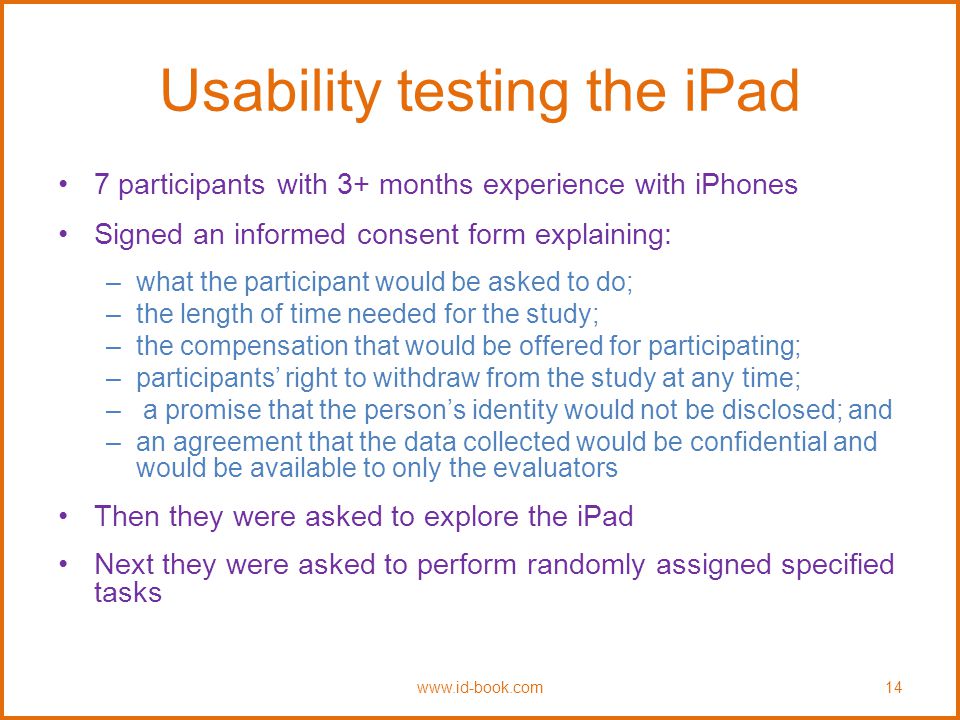Usability testing the iPad