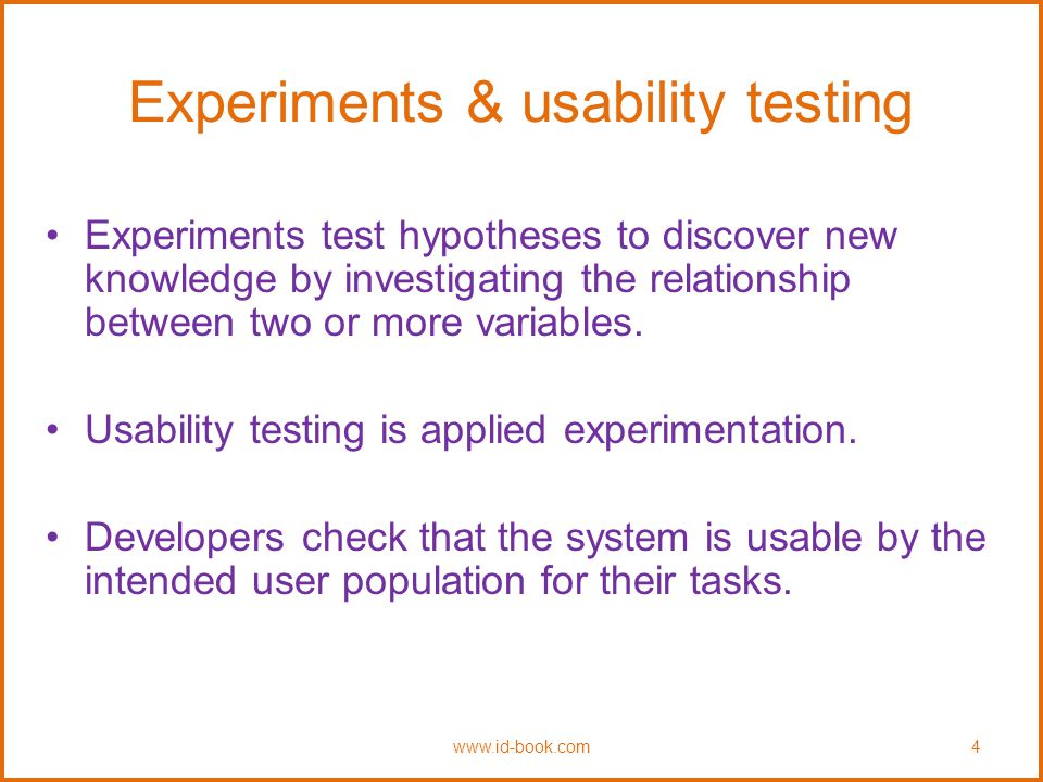 Experiments & usability testing