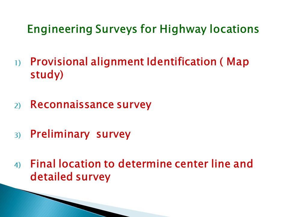 Engineering Surveys for Highway locations