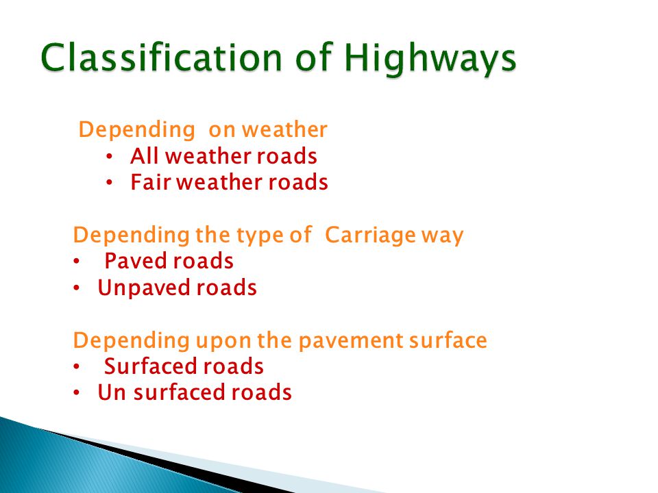 Classification of Highways