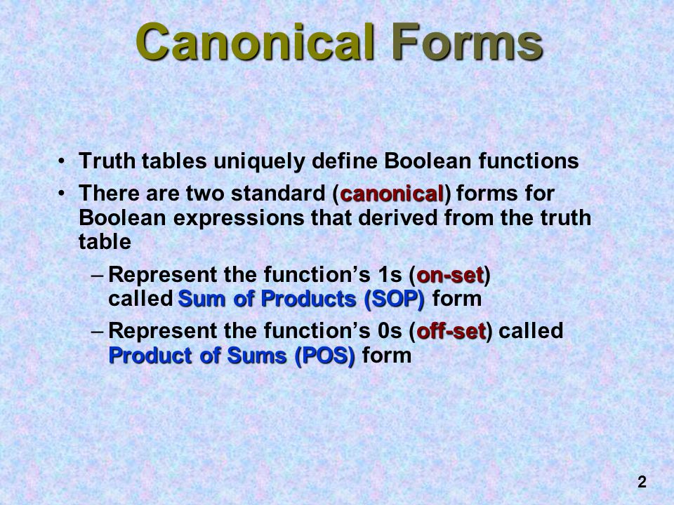 Canonical Forms and Logic Miniminization - ppt video online download