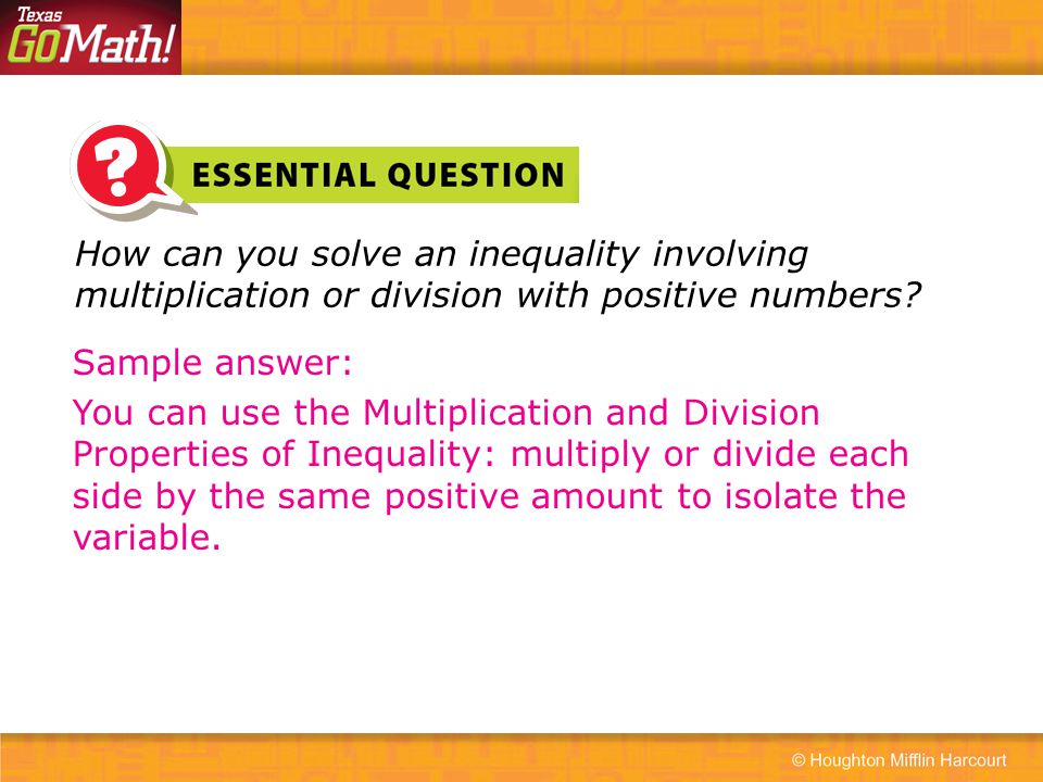 How can you solve an inequality involving multiplication or division with positive numbers