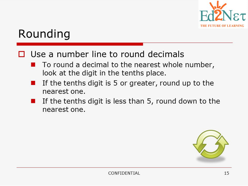 Rounding Use a number line to round decimals