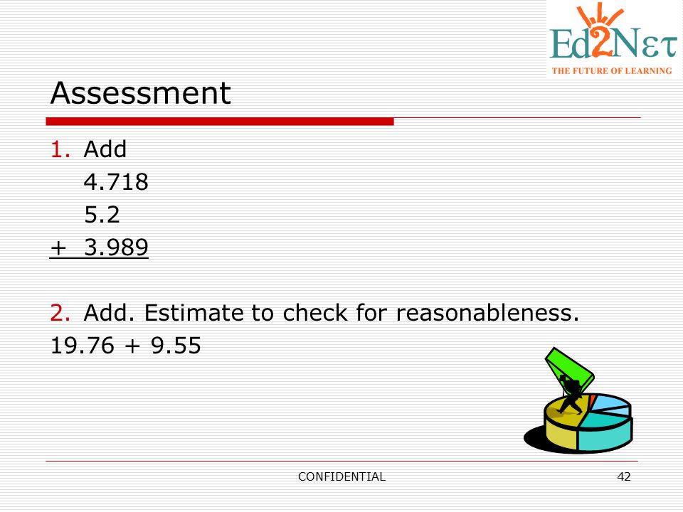 Assessment Add Add. Estimate to check for reasonableness.