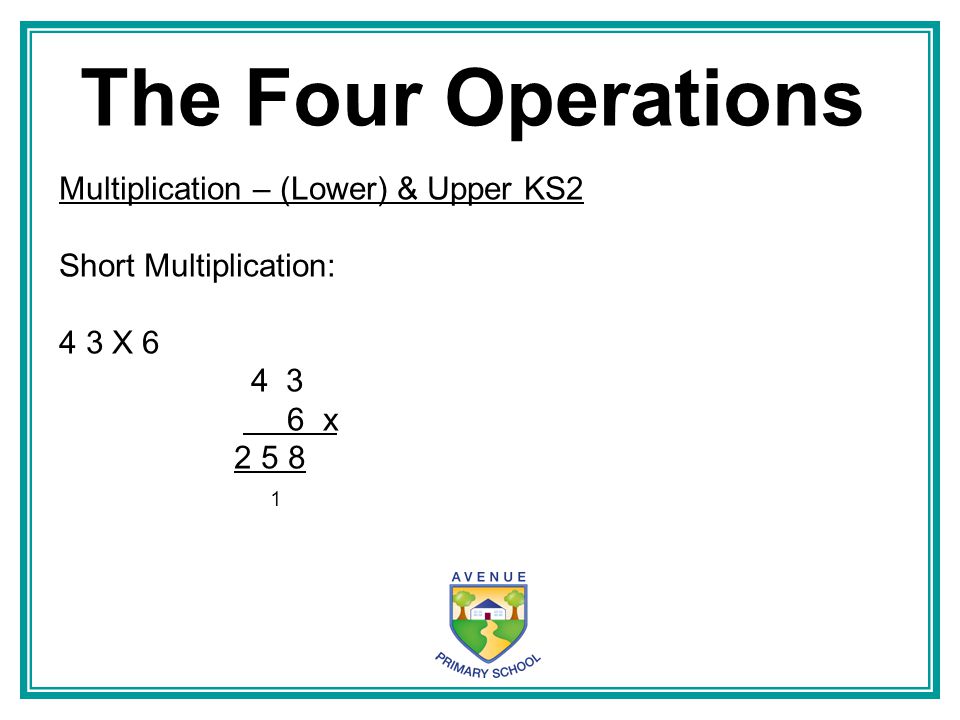The Four Operations Multiplication – (Lower) & Upper KS2