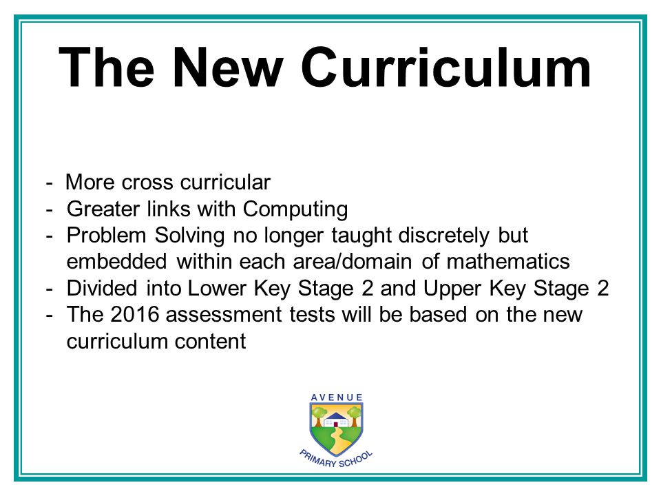 The New Curriculum - More cross curricular