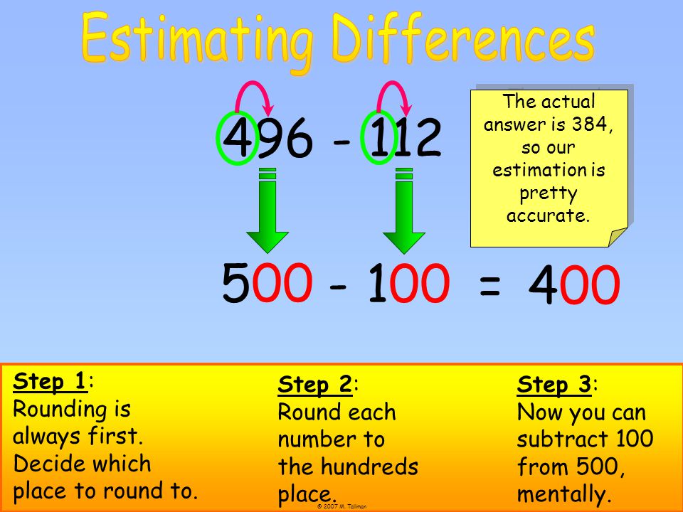 = 400 Estimating Differences