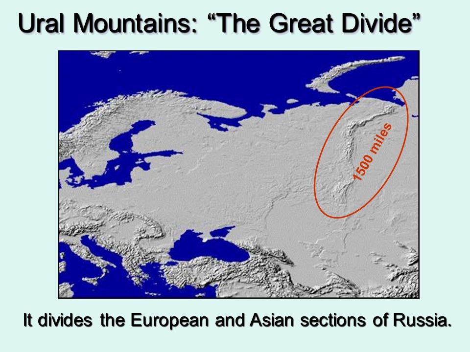 It divides the European and Asian sections of Russia.