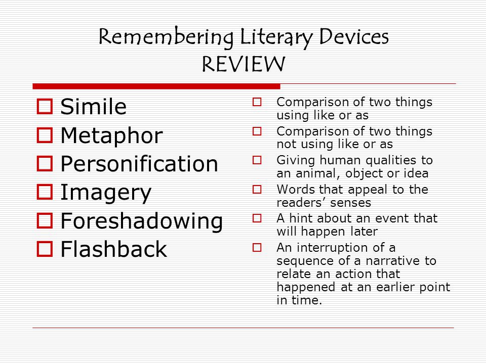 Remembering Literary Devices REVIEW
