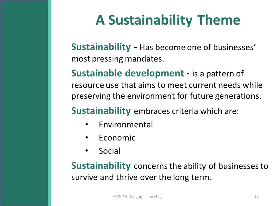 A Sustainability Theme