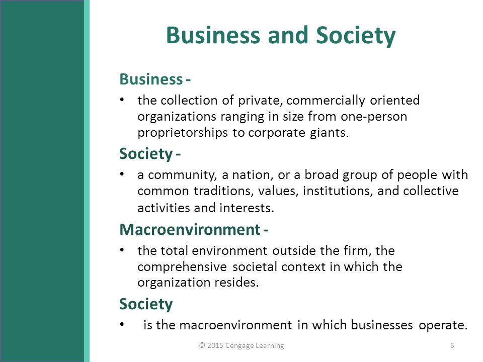 Business and Society Business - Society - Macroenvironment - Society