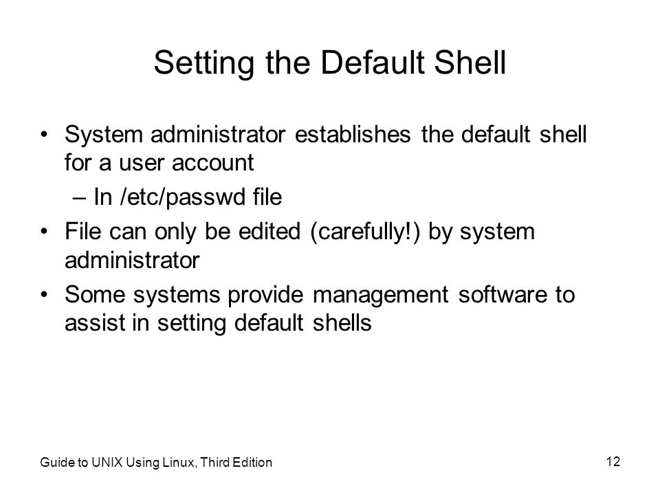 Setting the Default Shell