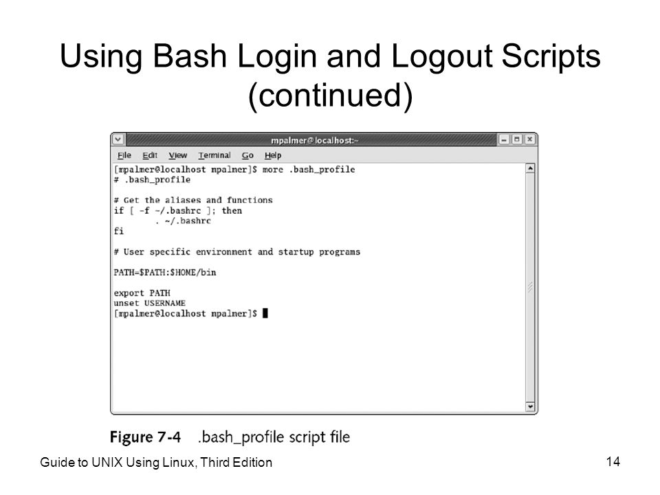 Using Bash Login and Logout Scripts (continued)