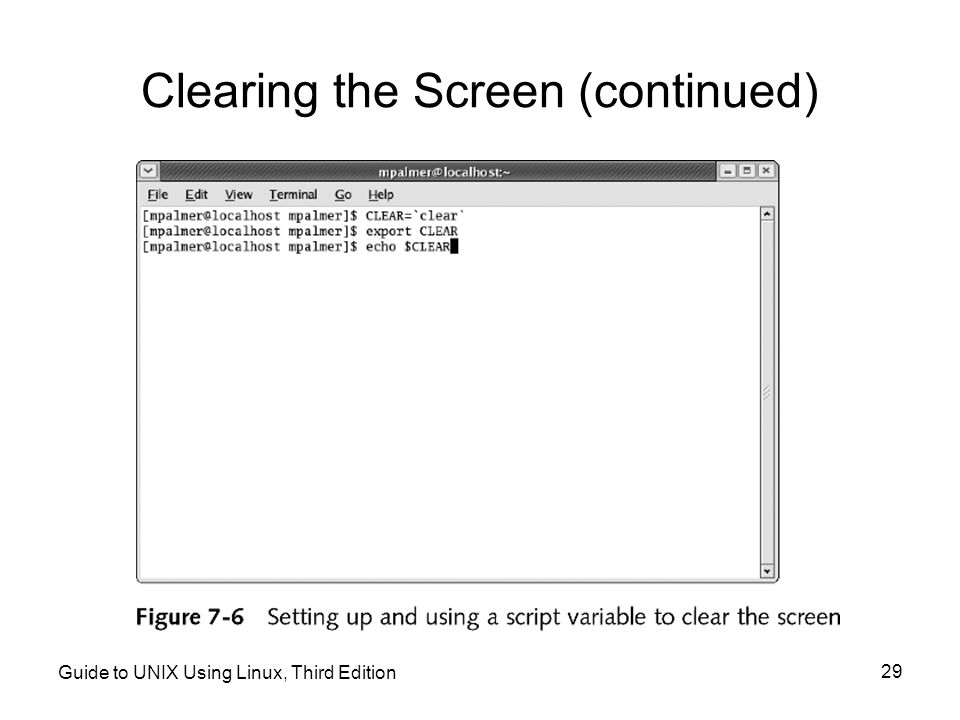 Clearing the Screen (continued)