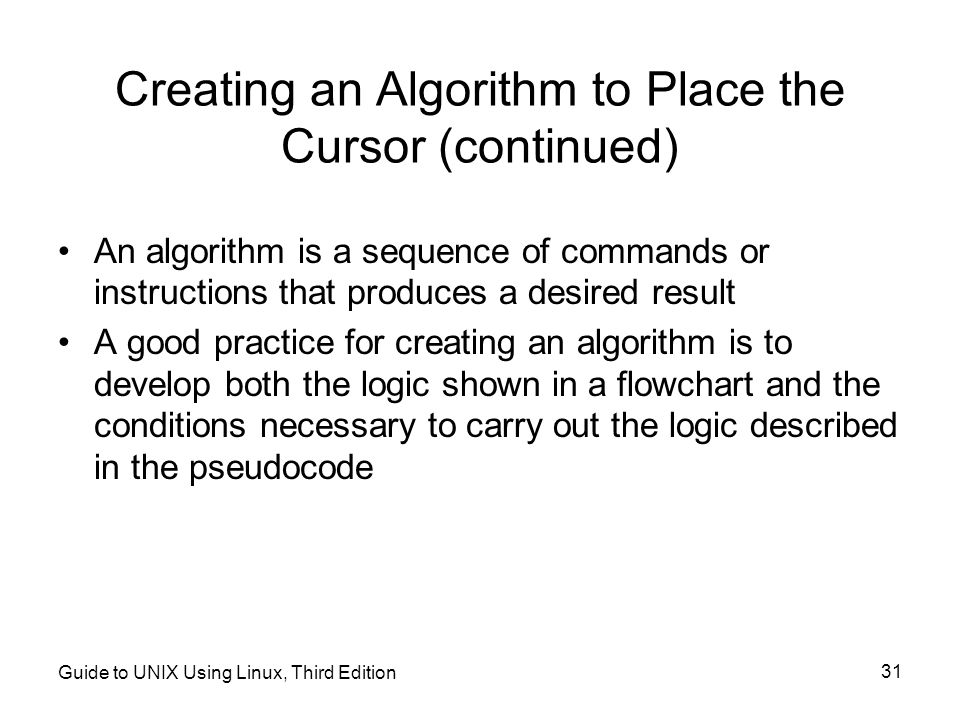 Creating an Algorithm to Place the Cursor (continued)