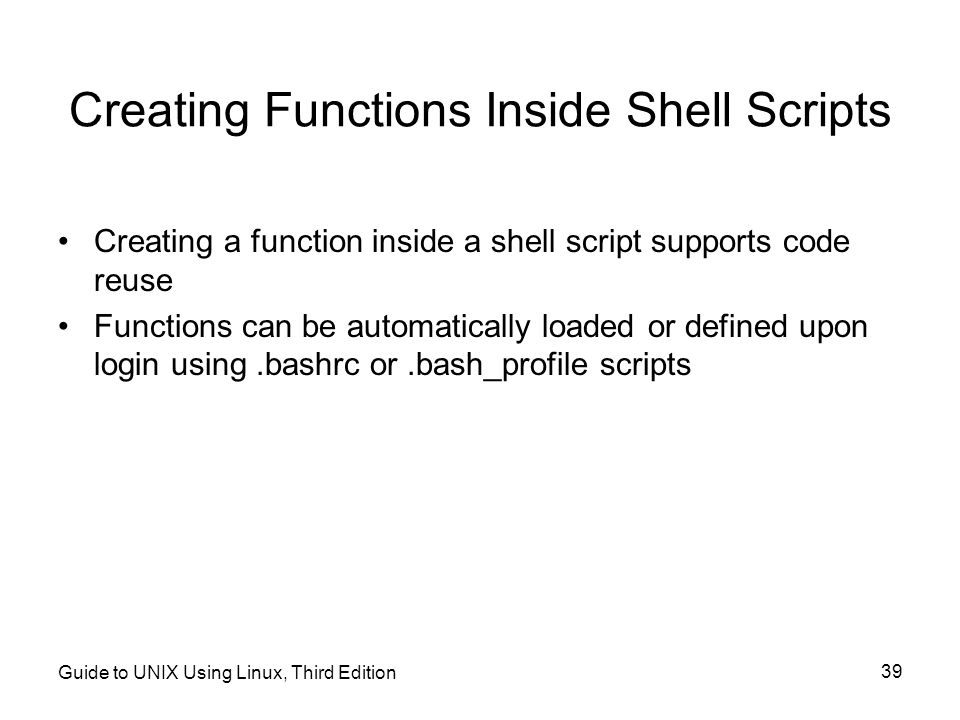 Creating Functions Inside Shell Scripts