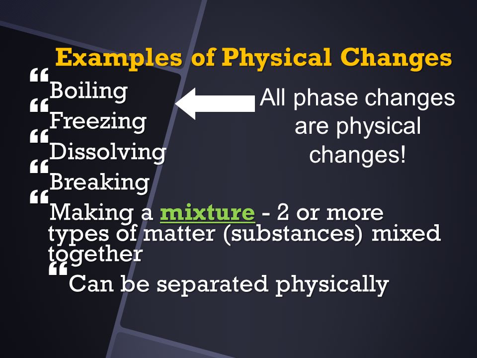 Examples of Physical Changes