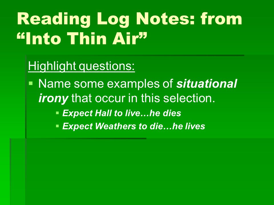 Reading Log Notes: from Into Thin Air