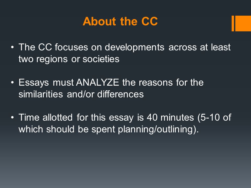 About the CC The CC focuses on developments across at least two regions or societies.