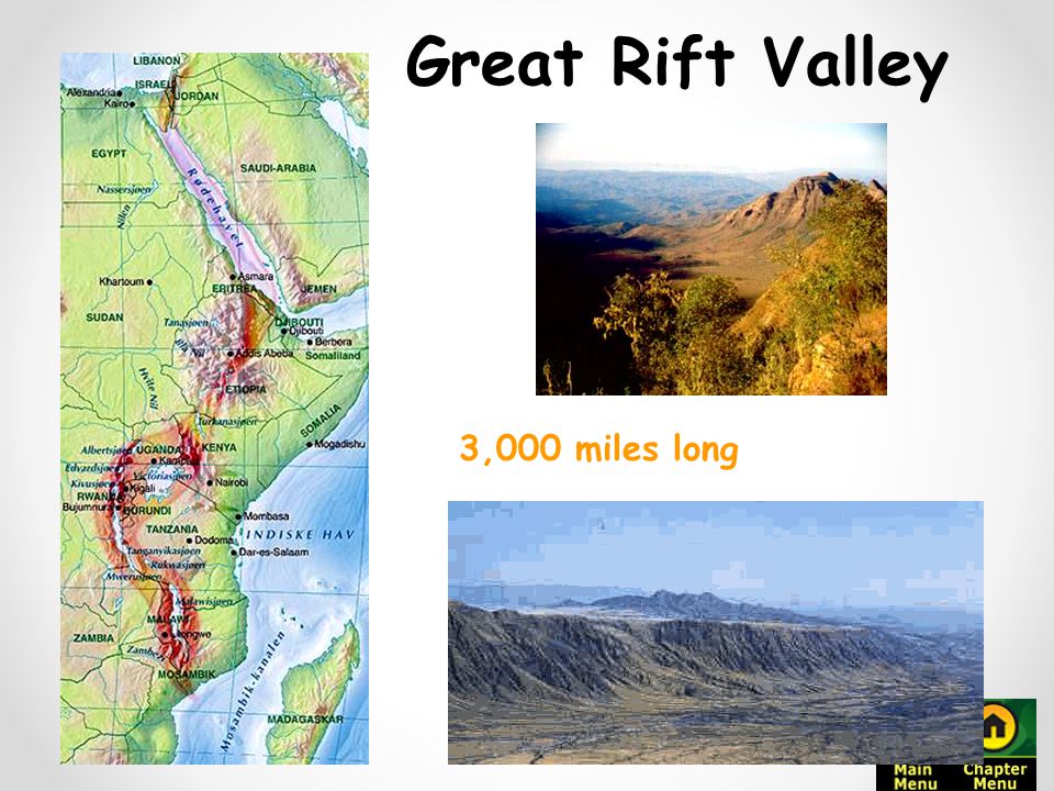Great Rift Valley 3,000 miles long