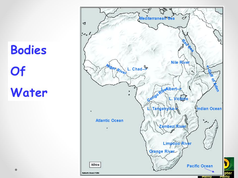 Bodies Of Water Mediterranean Sea Red Sea Nile River Niger River