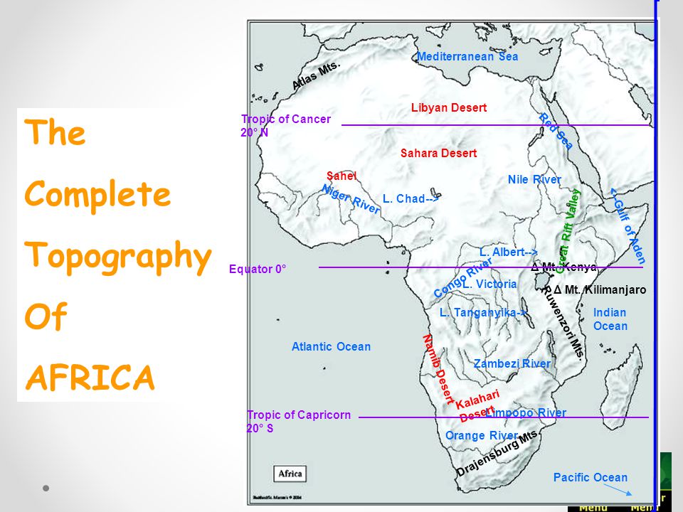 The Complete Topography Of AFRICA Mediterranean Sea Atlas Mts.