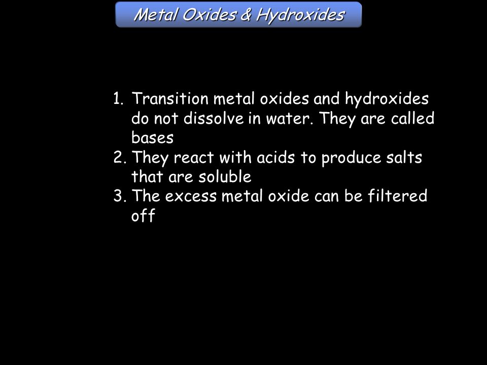 Metal Oxides & Hydroxides
