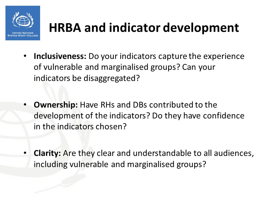 HRBA and indicator development