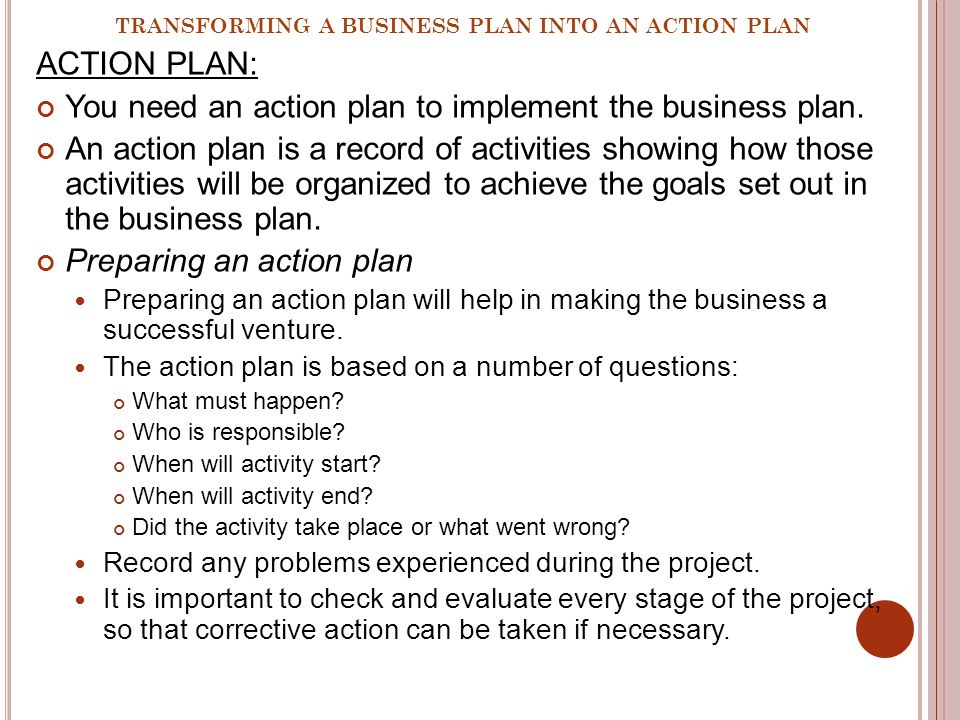 business plan action plan