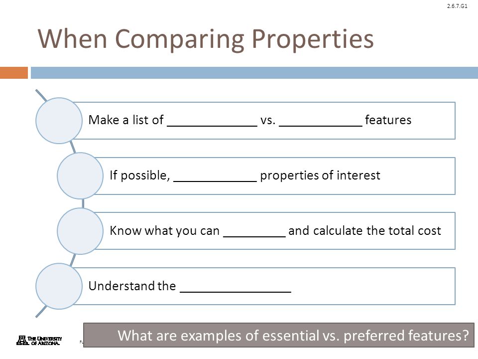 When Comparing Properties