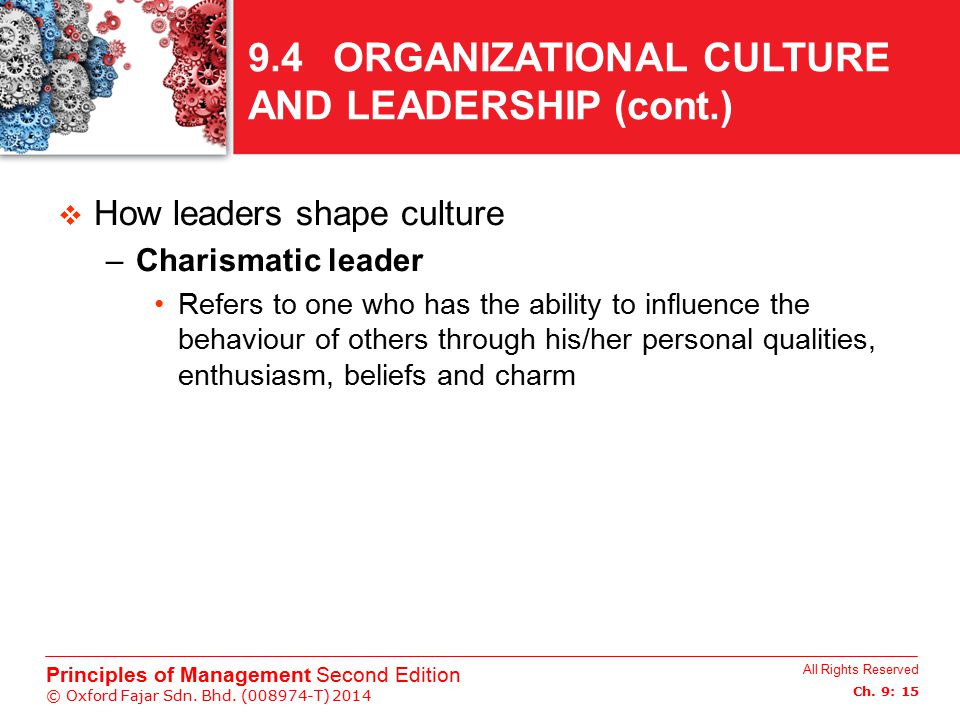 9.4 ORGANIZATIONAL CULTURE AND LEADERSHIP (cont.)