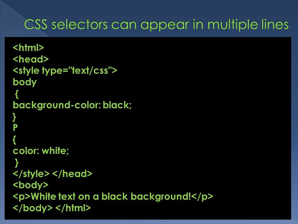 CSS selectors can appear in multiple lines