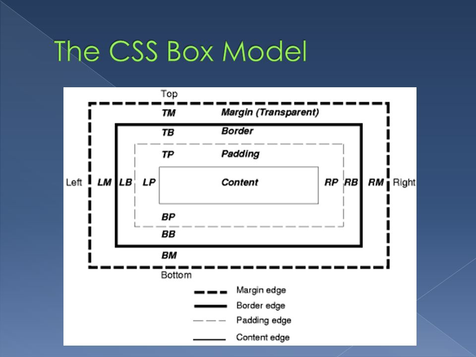 The CSS Box Model This is a conceptual model that relates to layout and objects.