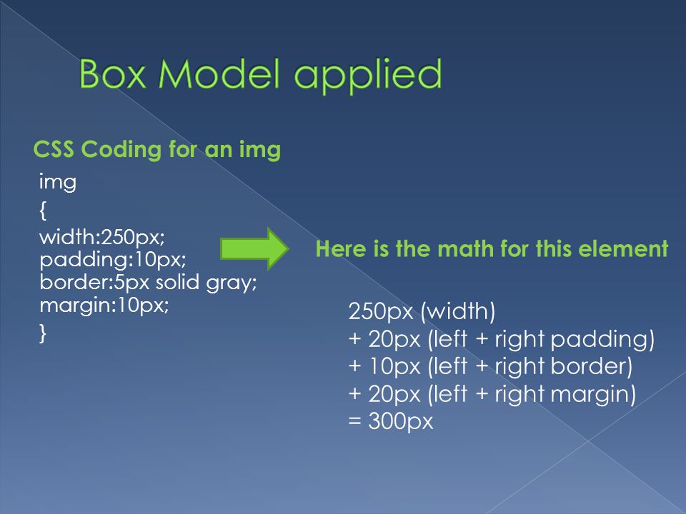 Box Model applied CSS Coding for an img