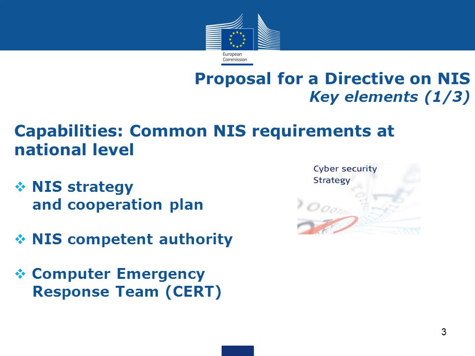 Proposal for a Directive on NIS Key elements (1/3)