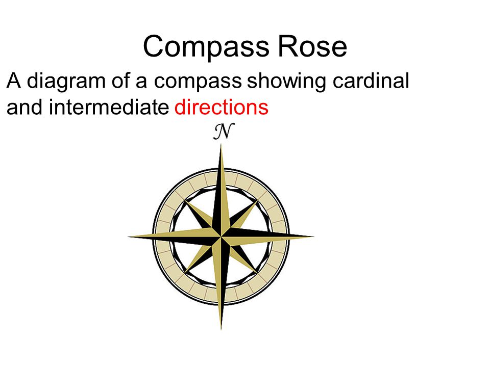 Compass Rose A diagram of a compass showing cardinal and intermediate directions