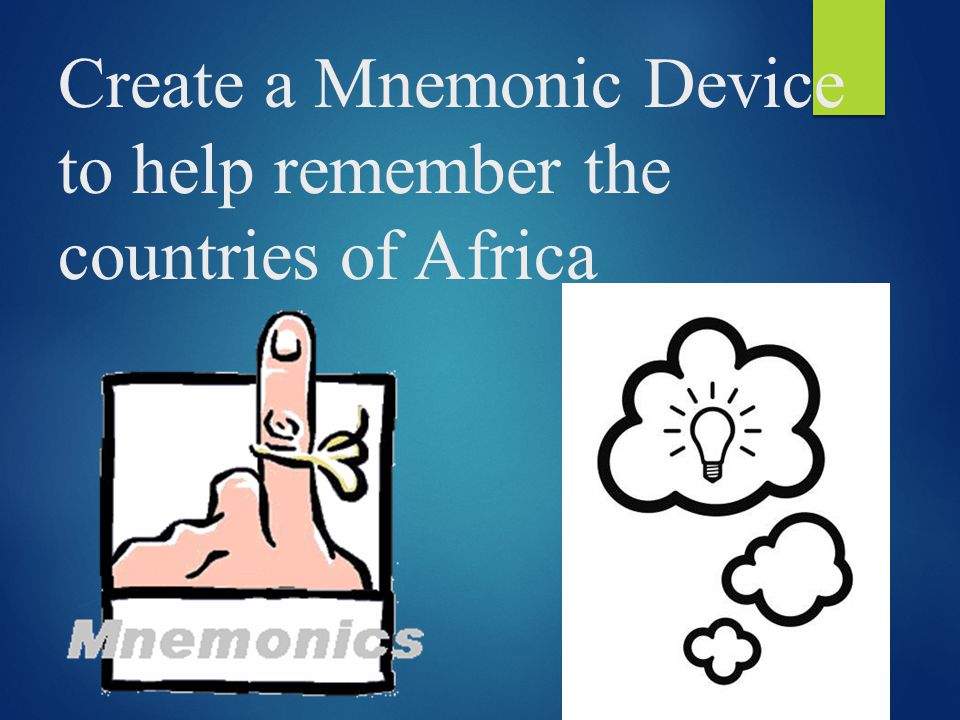 Create a Mnemonic Device to help remember the countries of Africa