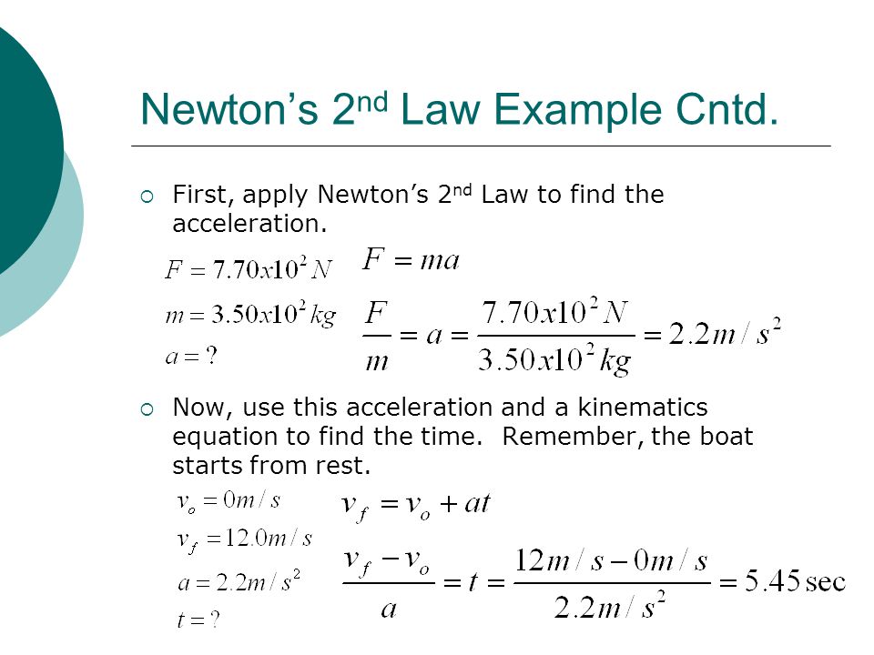 Newton’s 2nd Law Example Cntd.