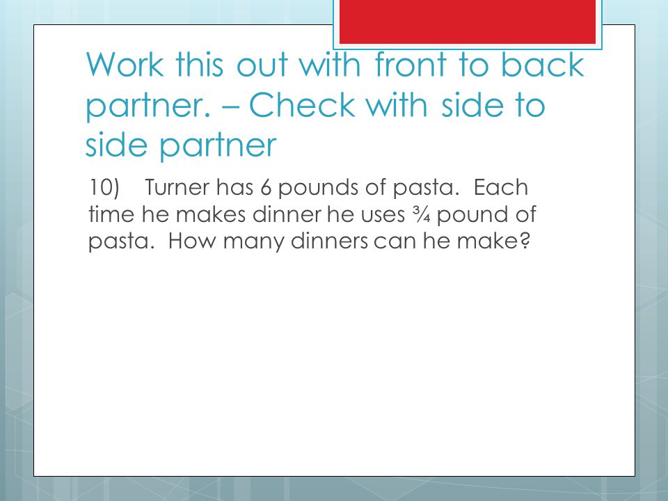 Work this out with front to back partner