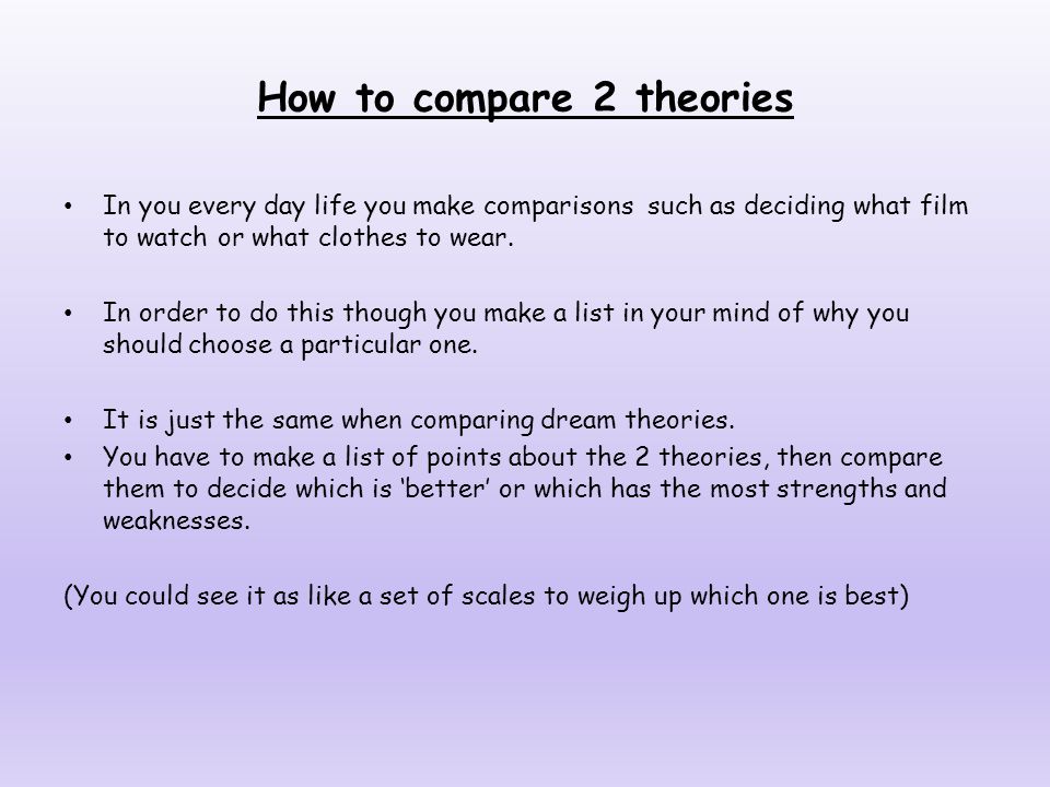 How to compare 2 theories