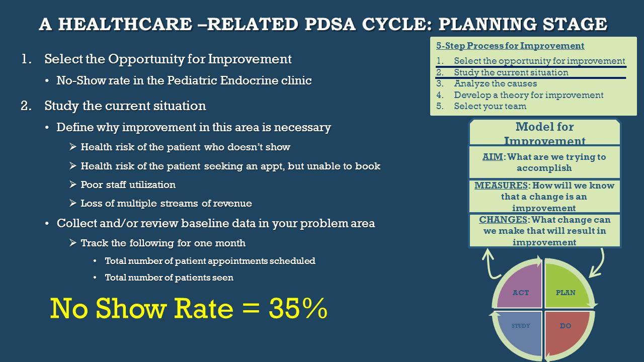 A HealthCare –Related PDSA Cycle: Planning Stage
