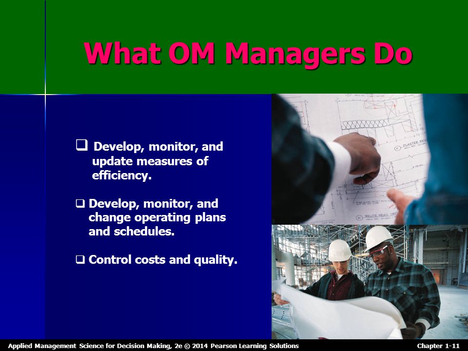 What OM Managers Do Develop, monitor, and update measures of