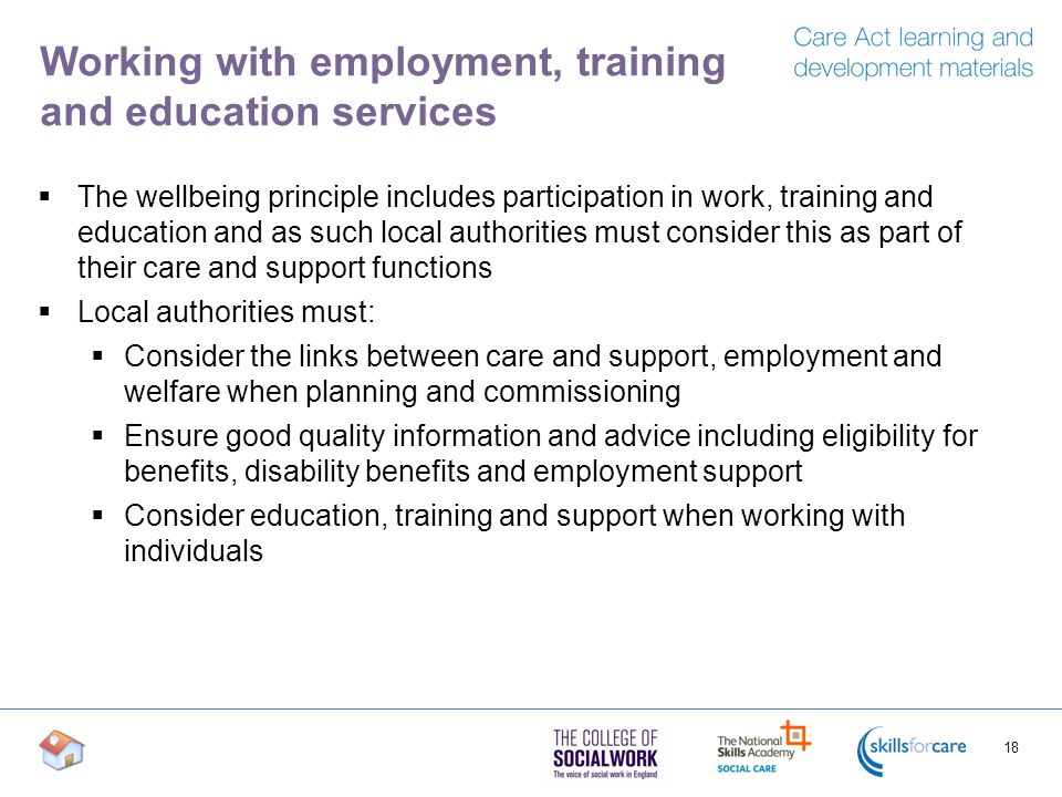 Working with employment, training and education services