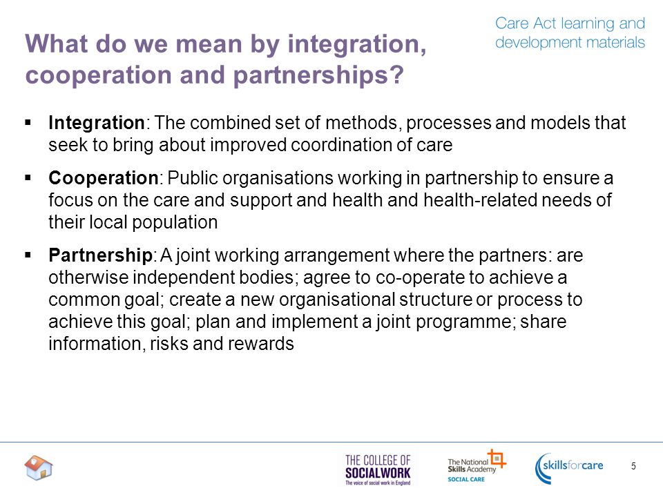 What do we mean by integration, cooperation and partnerships