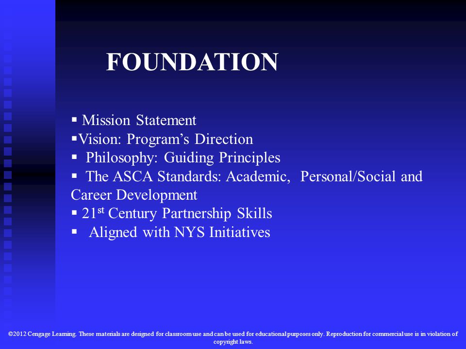FOUNDATION Mission Statement Vision: Program’s Direction