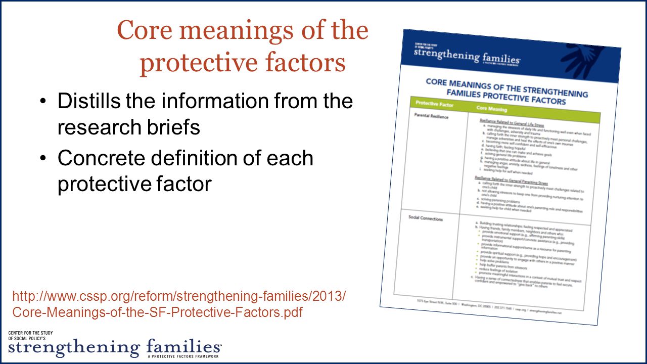 Core meanings of the protective factors